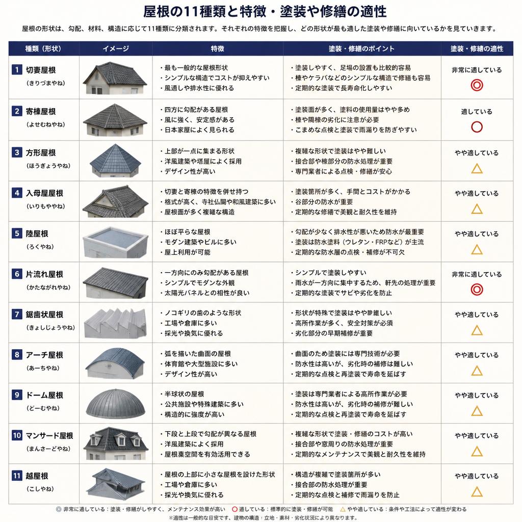 11種類の屋根形状とその特徴