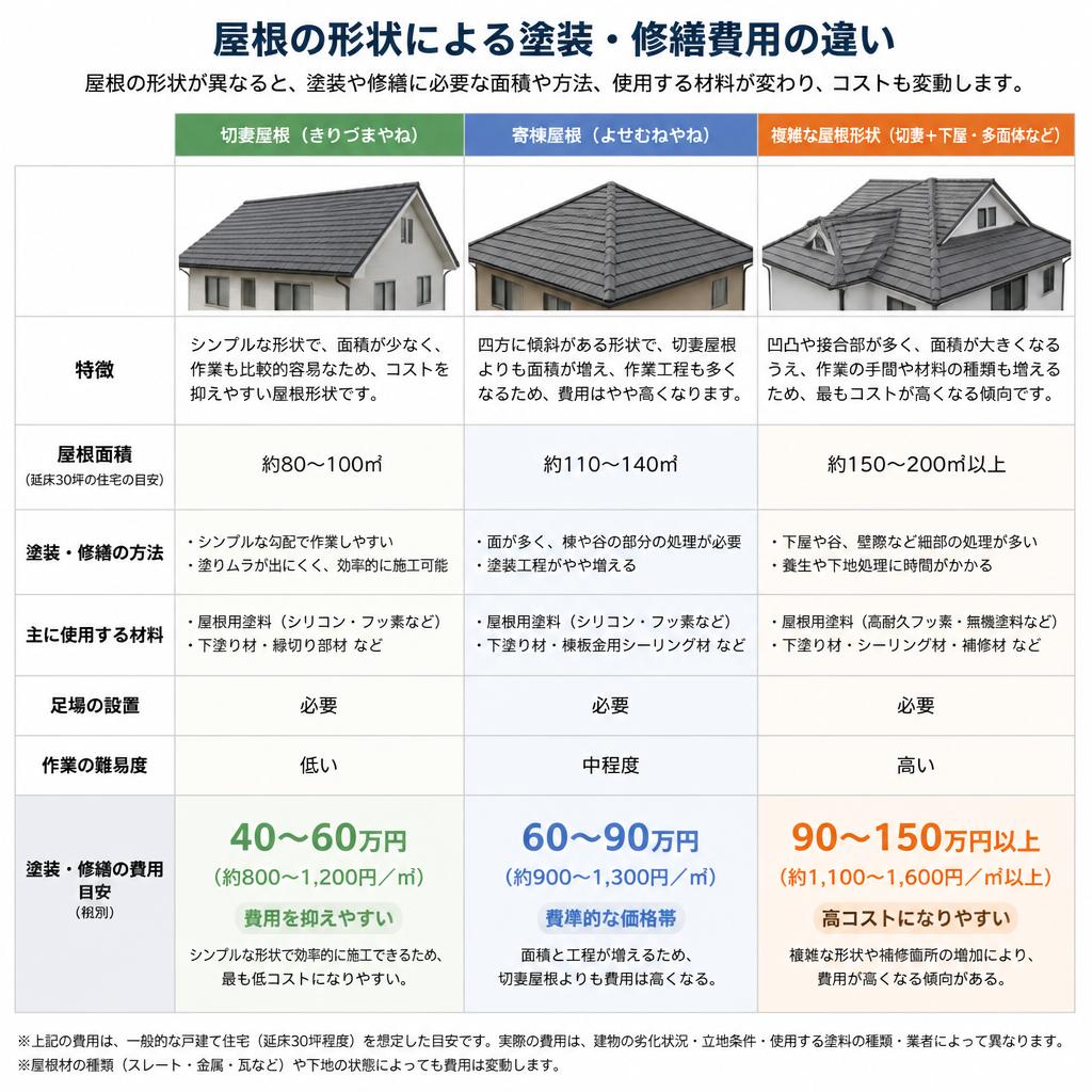 屋根の塗装・修繕にかかる費用の違い
